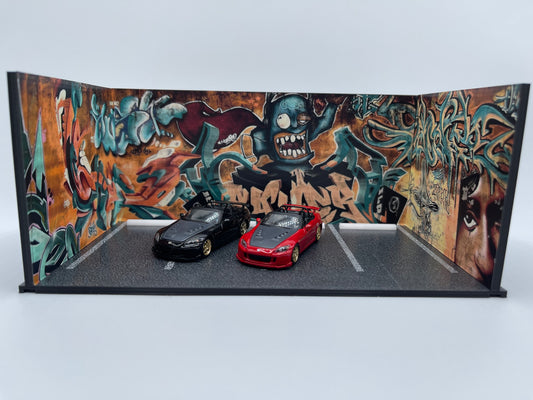 Graffiti Parking Lot Diorama 1/64 Scale